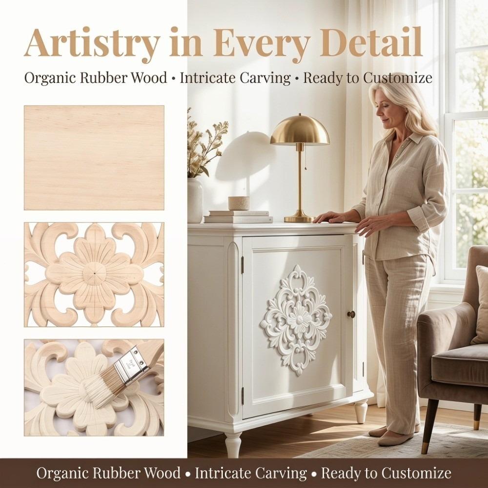 Light Brown Floral Wood Onlay Wood Wood Furniture Decal Furniture Embellishment Classic Wood