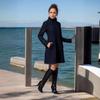 Women's Hooded Double-Breasted Wool Cape Coat - Mid-Length Trench Style