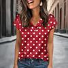 Blusas Femininas de Cetim Manga Curta Camisa com Decote V Looks Business Casual
