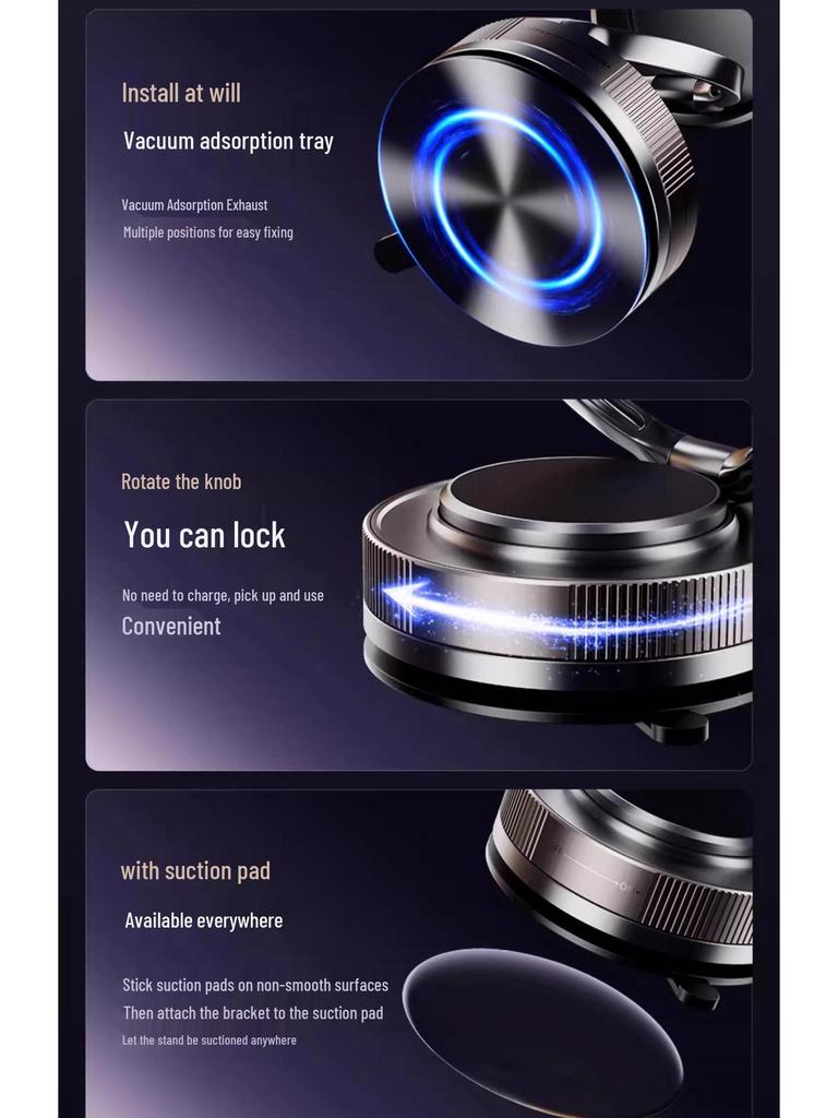 2025 Magnetic Car Phone Holder with Vacuum Suction Cup, Compatible with MagSafe