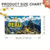 HD Aluminiowy Metalowy Znak Peru Machu Picchu Stylizowany na Vintage Tablicę Rejestracyjną Dekoracja Ścienna Retro Starożytny Cud Krajobraz Górski