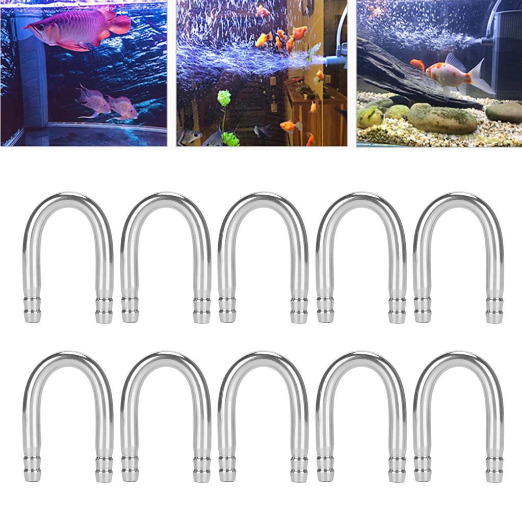10Pcs Fish Tank U Shape Elbow Pipe Stainless Steel Oxygen Pump CO2 Tubing Aquarium Accessory
