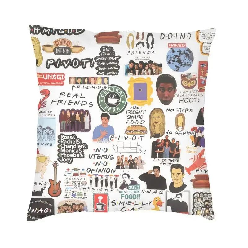 Friends Charaktere Klassisches Poster Kissenbezug TV-Show Samt Niedlicher Kissenbezug für Sofa Doppelseitiger Druck Kissen