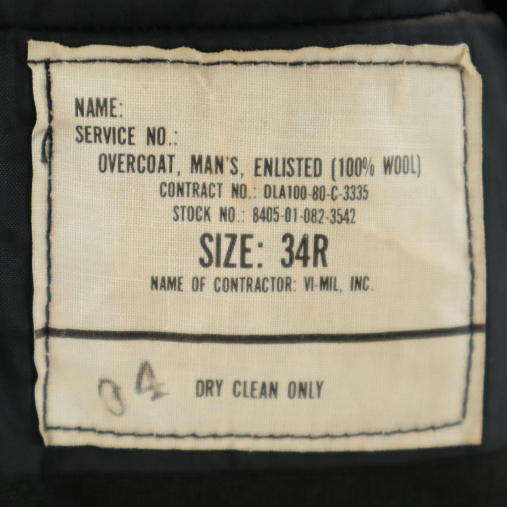 US NAVY 80s 100% wool vintage item made by VI-MIL, INC. pea coat 34R Men's Used