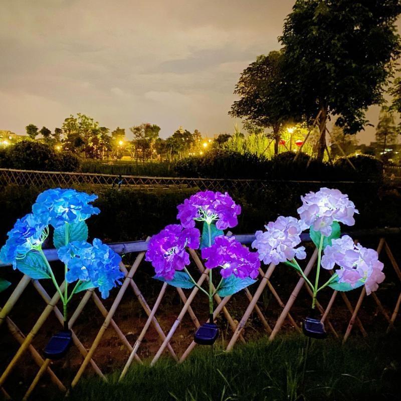 Hydrangea Rose Flower Solar Led Light Outdoor Garden Lawn Lamps for Garden and Vegetable Patch Country House Decoration