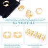 5Pcs Brass Wave Open Cuff Ring for Women, Light Gold, US Size 5 1/4(15.9mm)