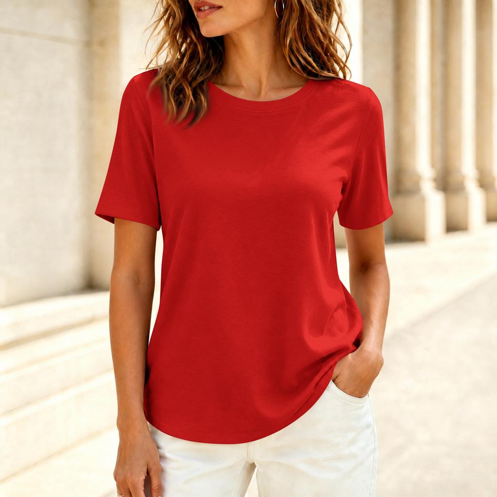 Women's Casual Short Sleeve Color T-Shirt for Everyday Wear