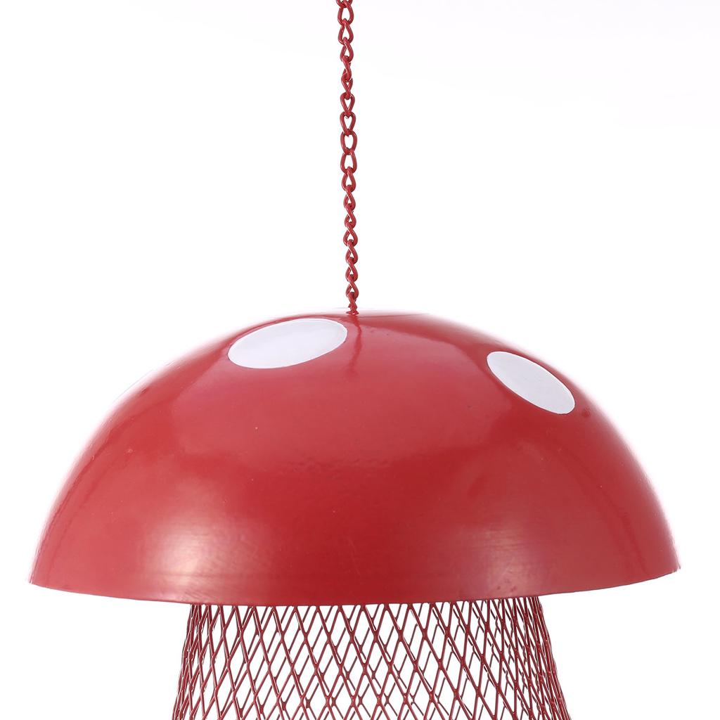 Mushroom shaped Bird Feeder Wild Bird Seed Feeder Outdoor Decorative Garden Metal Hanging Food Mesh House