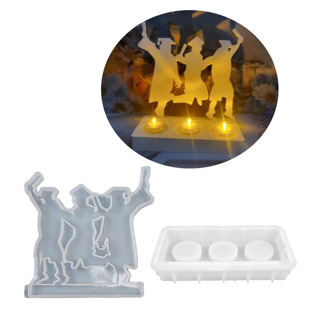 Graduation Season Candle Holder Silicone Mold Plaster Crafts Candlestick Making Mould Home Decors Gift for Graduate