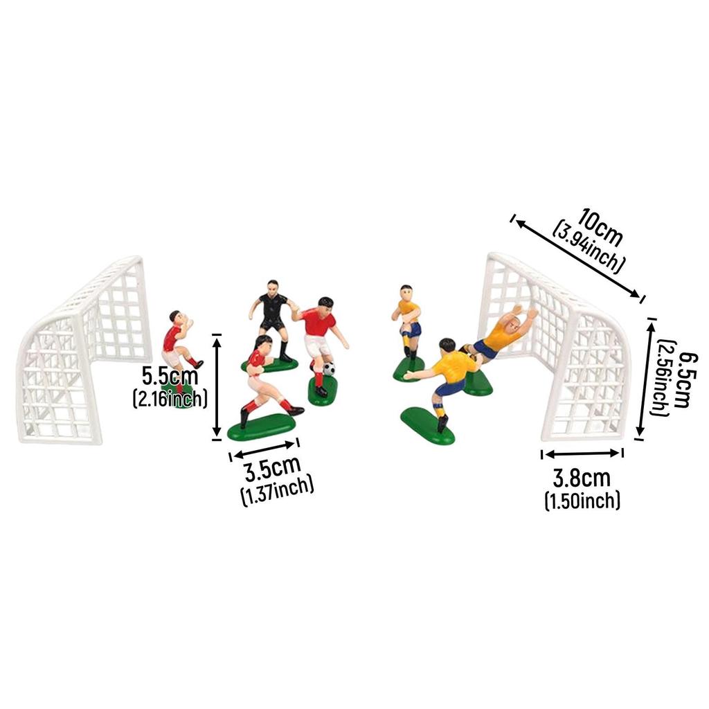 Soccer Cake Toppers Decorations Fittings Mini Players Goal Gate DIY Game Pieces for Kids Boys Football Theme
