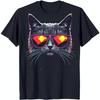 Cool Cat Graphic On Black Tshirt Stylish Feline Design With Sunglasses