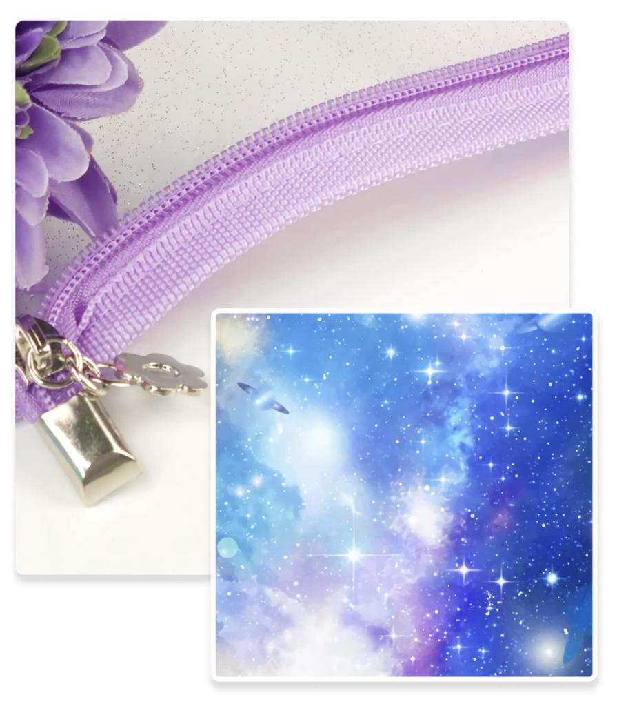 A5 A6 Clear File Binder Holder Mini Bromide Case System Notebook Refill with Glitter Korea Deco with Zipper [Donalee] 6-Hole (A5, Blue)