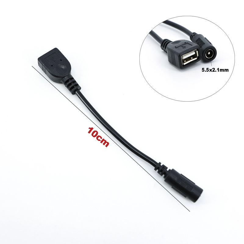 10cm USB 2.0 Female Converter to DC Female 5.5x2.1mm Cable 5521 Power Jack Conector 5.5x2.1 Adapter 5V Charing Cord wire
