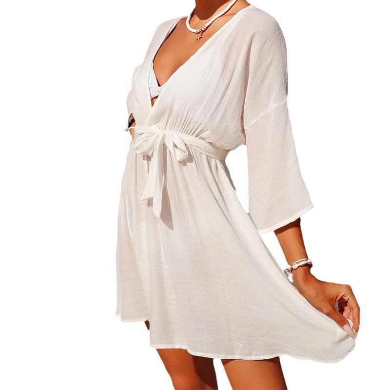 New Cross-Border Sun Protection Beach Cardigan - Sexy Tie-Up Bikini Cover-Up Dress