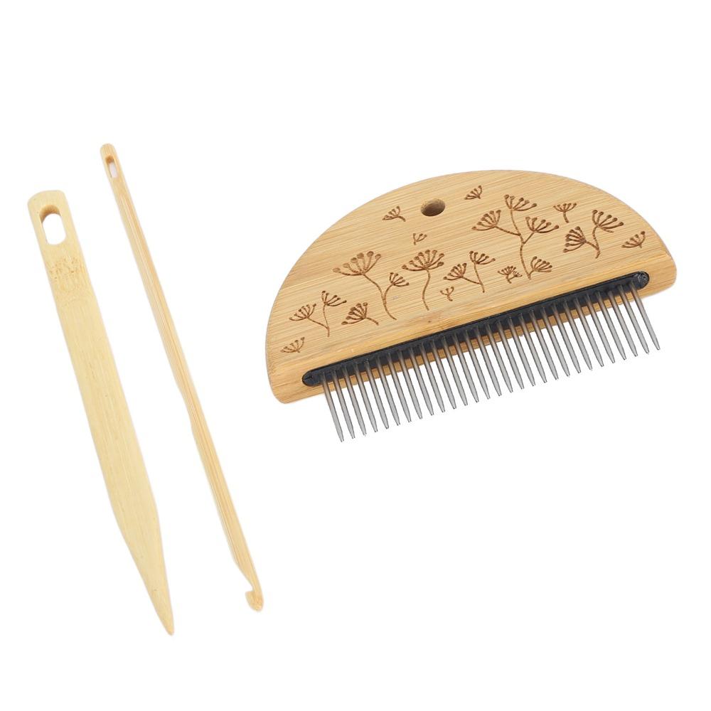Large Eye Needle Weaving Loom Comb Crochet Hook Wood Knitting Loom Tool DIY Crafts