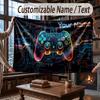 City Cyberpunk Theme Throw Blanket Custom Name Text Personalized Blanket Soft Cozy Blanket for Home Sofa Bed