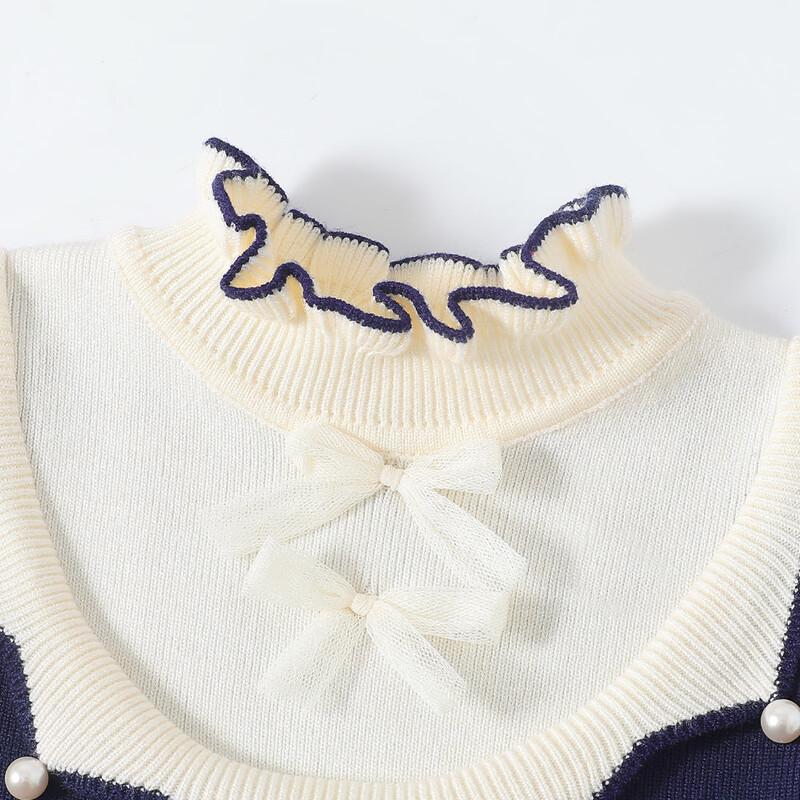 Girls' Faux-Layered Color-Block Sweater Princess Dress