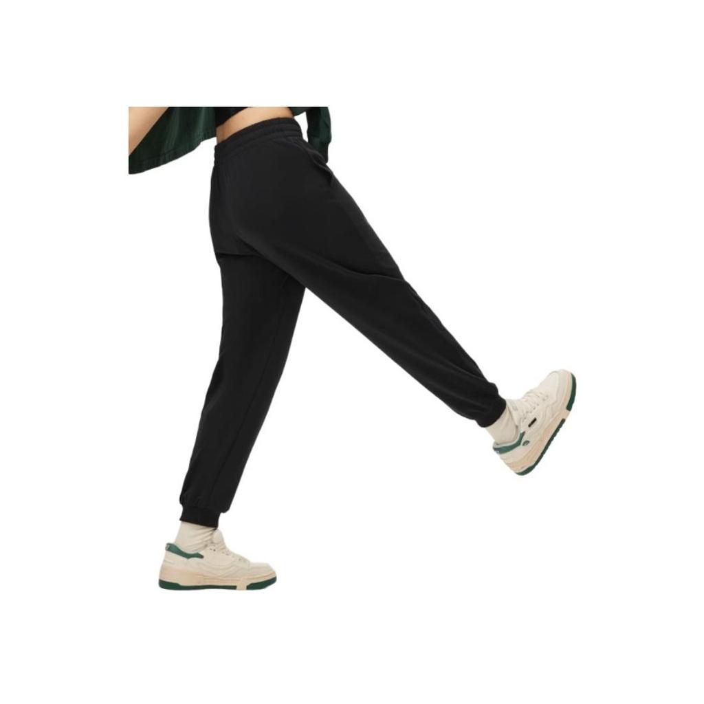 Li Ning Sports Lifestyle Series Solid Color Mid Waist Tapered Comfortable Knitted Sports Pants Women Bottoms Black AKLU330-1