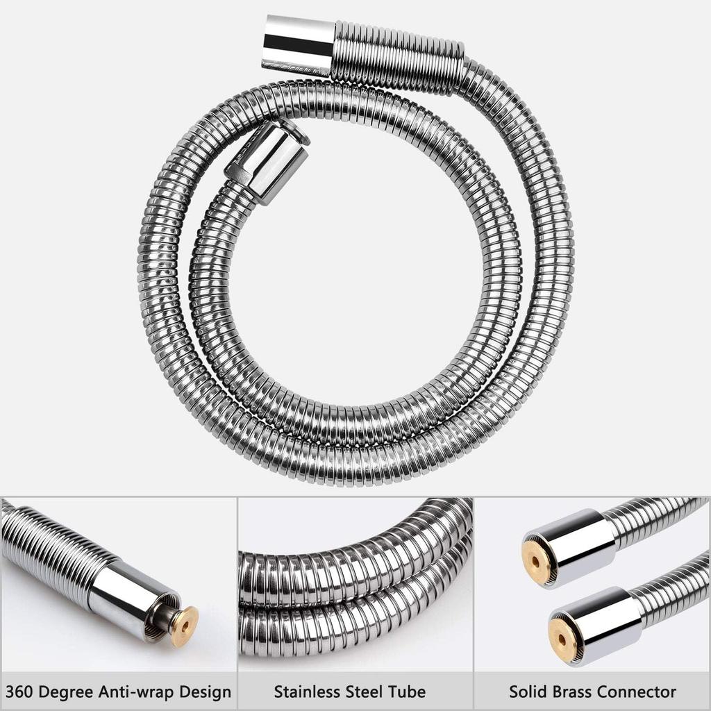 COOLWEST 38 Inch Flexible Stainless Steel Hose Replacement Kit for All Brand Commercial Pre-Rinse Kitchen Sink Faucet (96CM 38")