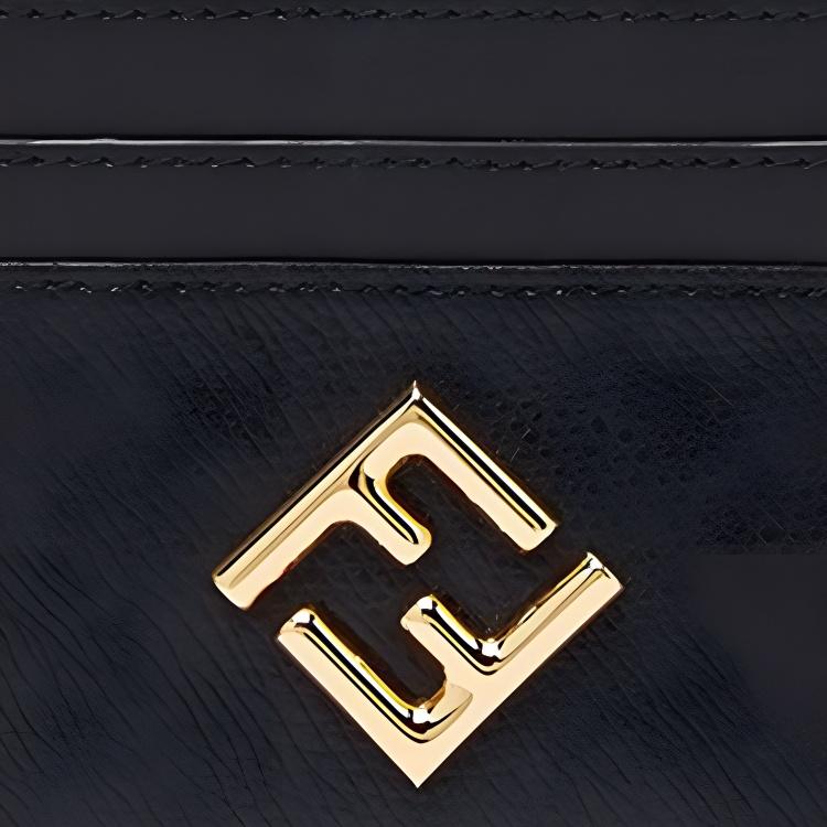Fendi FF Logo Six Slot Calfskin Card Holder Women Card Holder Black 8M0445-ALWA-F0KUR