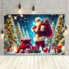 1Pcs Joyful Santa Presents Snowy Forest Decoration Background Winter Backdrop For Photo Studio Photo Booth Party