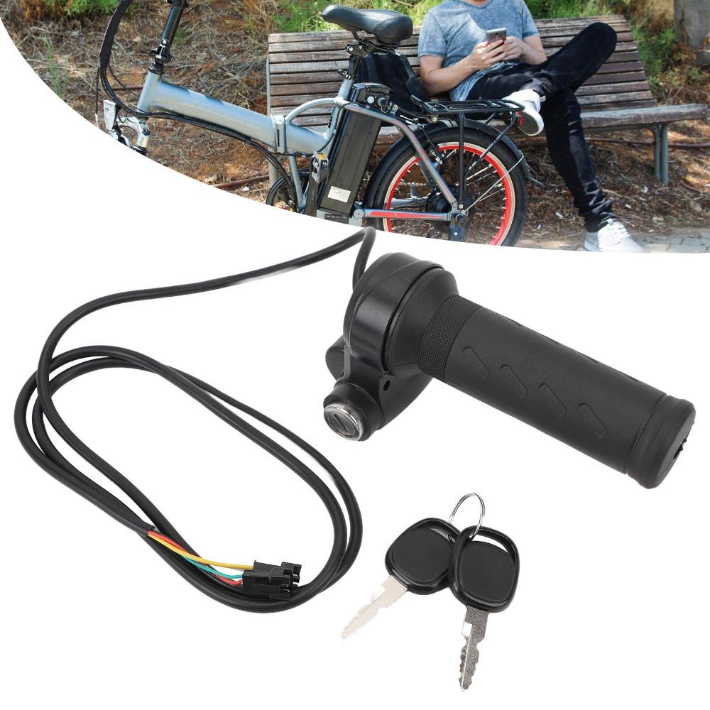 Waterproof Electric Bike Throttle Grip with 2 Keys 3-Pin Connector Full Twist Throttle Twist Handlebar Ebike Throttle Grip
