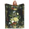Vintage Green Floral Oil Painting Blankets Fleece Throw Blanket Throw Blankets for Couch Bedding Travel Throws Bedspread Quilt