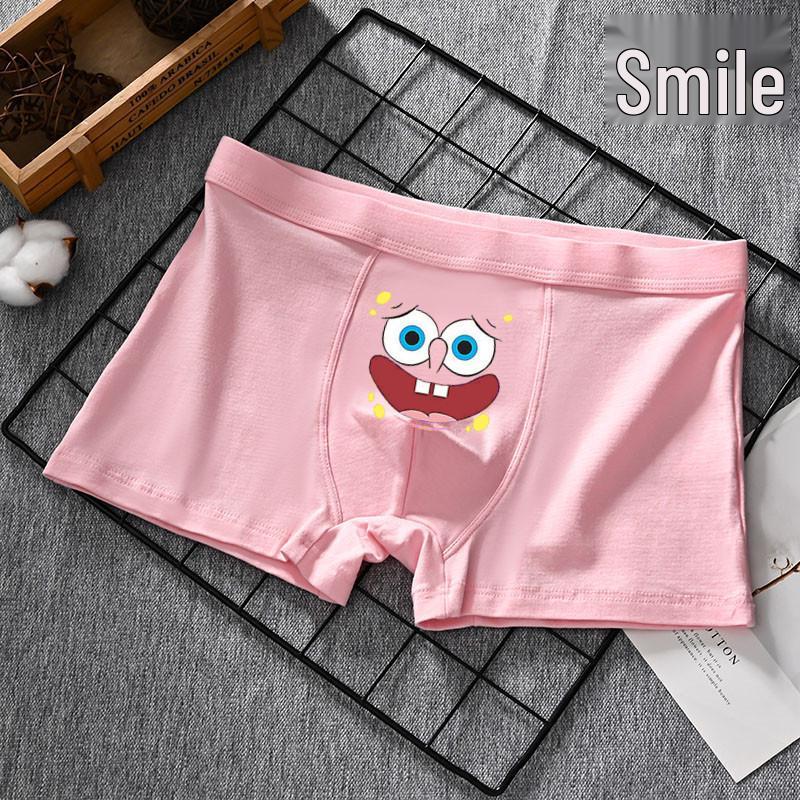 Men's SpongeBob Pure Cotton Cartoon Boxers - Cute Pink Gift for Boyfriend