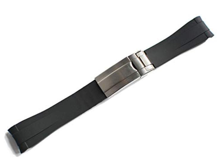 King Watch Parts Compatible with Rolex Aftermarket Rubber Strap with Buckle for Explorer Black Stainless Steel 19mm [Import Original] Etc.