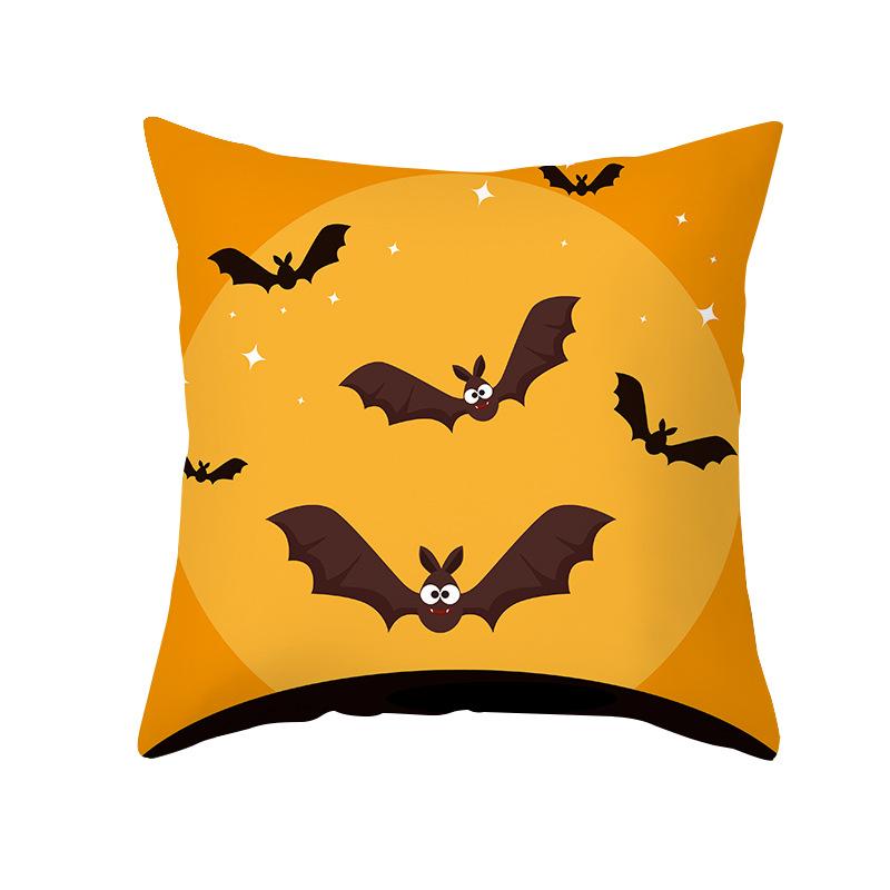 Home Cartoon Pumpkin Head Halloween Pillow Cover Peach Velvet Cushion Cover Office Sofa Cushion Cover