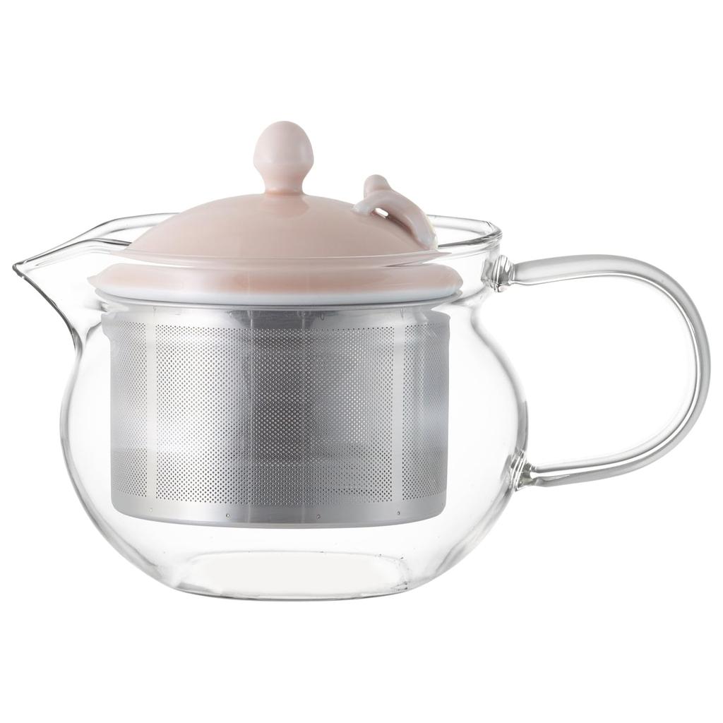 Hasami Ware [ Mammy ] Glass Teapot (Super Stainless Steel with Tea Strainer), 375ml Capacity, Pink, Made In Japan, 25489