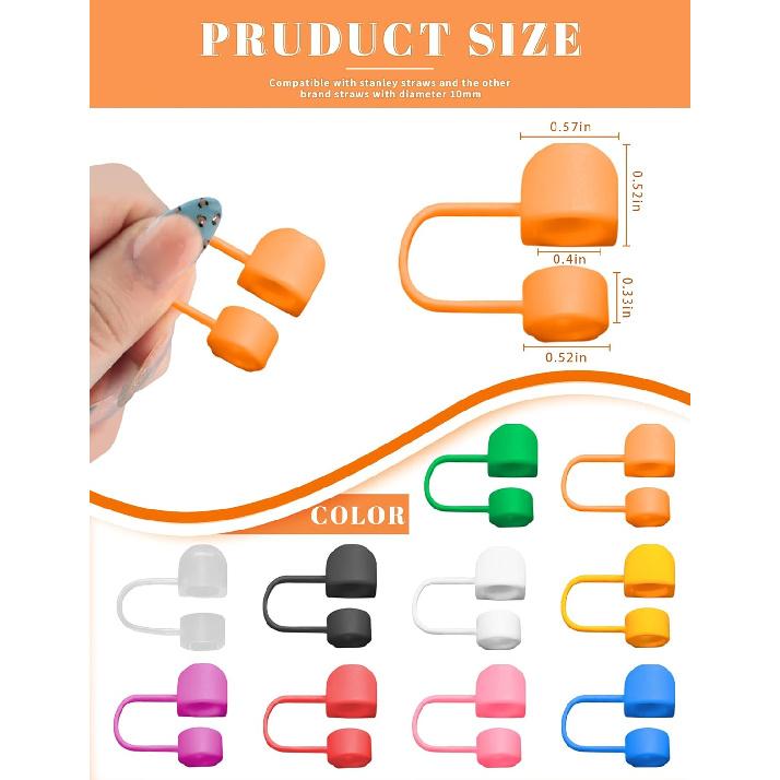 20Pcs Modern Straw Cover Cap for Stanley, Cute Silicone Colorful Straw Toppers Reble Covers for 10mm Tumbler Straws