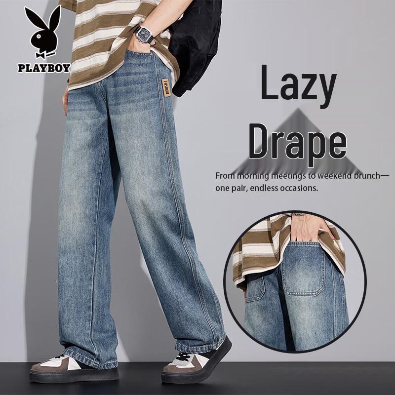PLAYBOY Men s Loose Fit Straight Leg Distressed Jeans 31