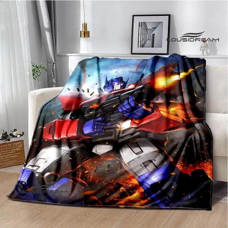 T-Transformers Cartoon Printed blankets picnic blanket Warm blankets Flannel Soft Cozy Blanket Home travel blanket Birthday Gift