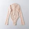 American Spicy Girl Slim-fit Floral Lace Jumpsuit - Embossed Long-Sleeve Lapel (2025)
