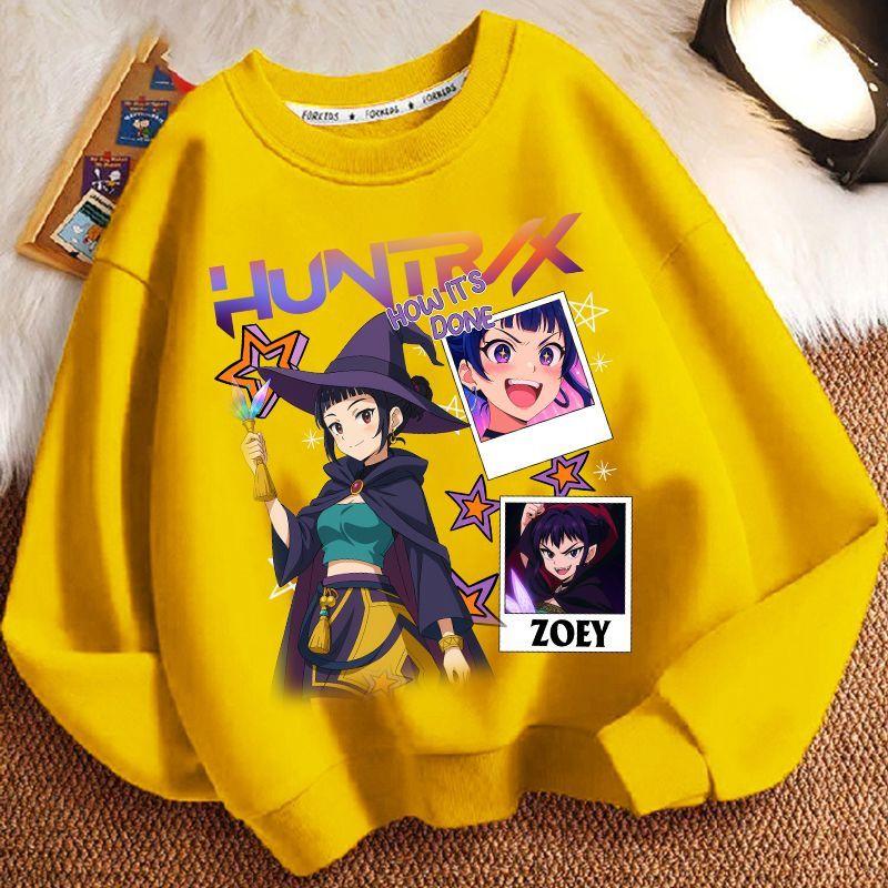 Children's Fashion KPOP Witch Hunt Team Hoodies for Autumn and Winter, Casual Tops for Boys and Girls