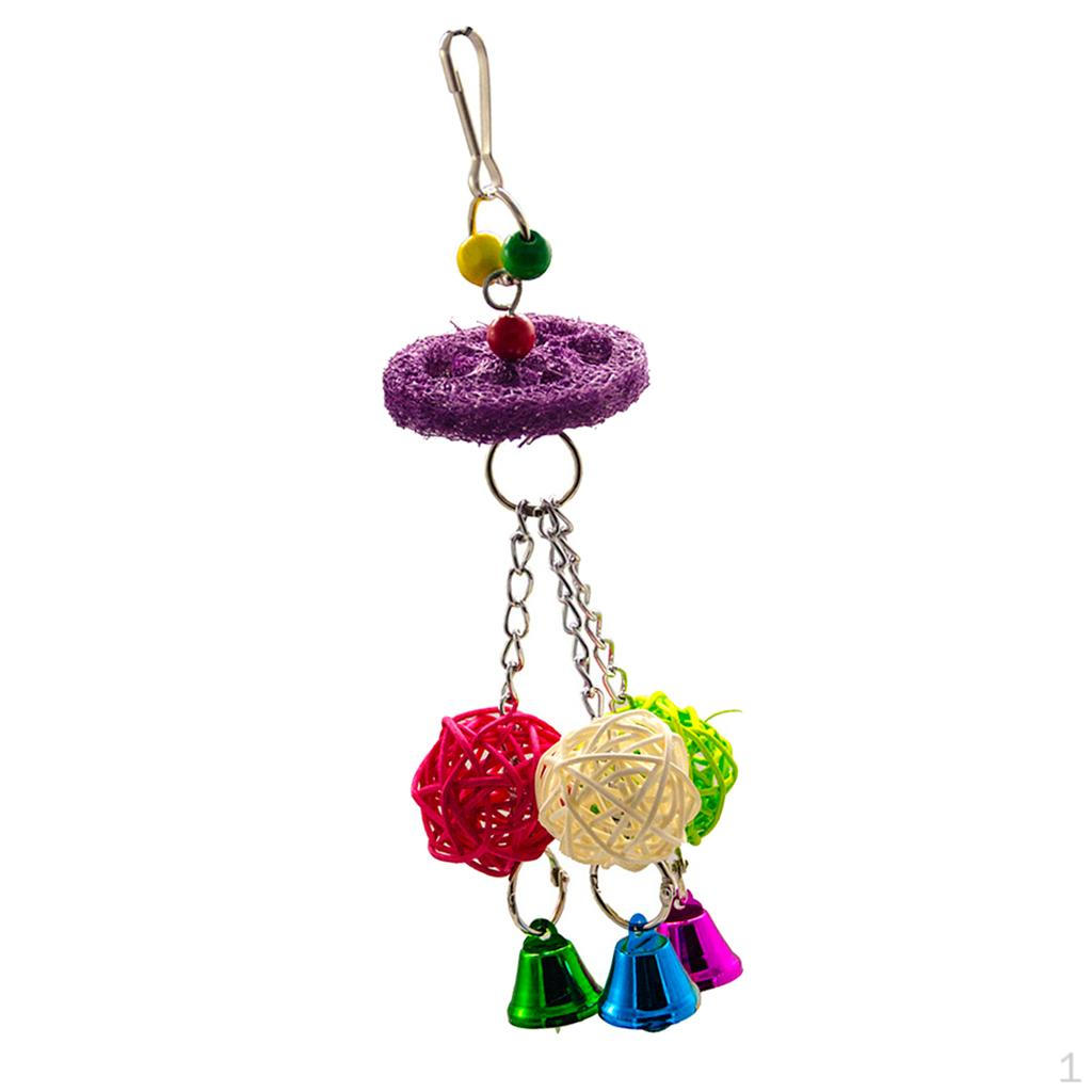 Loofah Bird Parrot Toy Colorful Rattan Ball Chewing Hanging Type 3