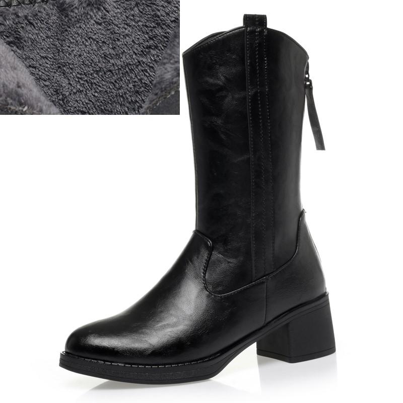 

Модные женские рыцарские сапоги AIYUQI 2025 Новые женские зимние сапоги из натуральной кожи Винтажные теплые полусапоги из натуральной шерсти для женщин 42