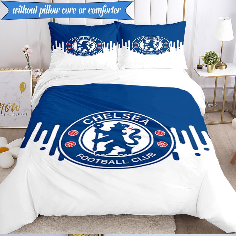 3PCS Chelsea Fc  Printed Soft Bedding Set,Including 1pc Duvet Cover And 2pcs Pillowcases Perfect for Bedroom, Dormitory, Fan Gift
