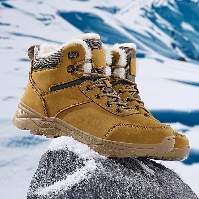 TUINANLE Winter Snow Shoes for Men Plush Warm Platform Sneaker Male Waterproof Cotton Climbing Shoes