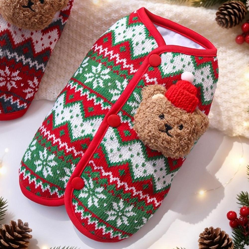 3D Bear Design Christmas Pet Knitted Vest Thickened Warm Dog Vest Jacket Daily Wear