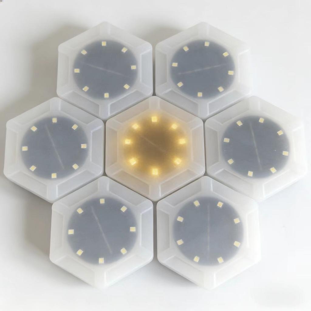 6Pcs Solar Outdoor Wall Lights Spliceable Waterproof Hexagonal Lights for Garden Decoration Atmospheres Lighting