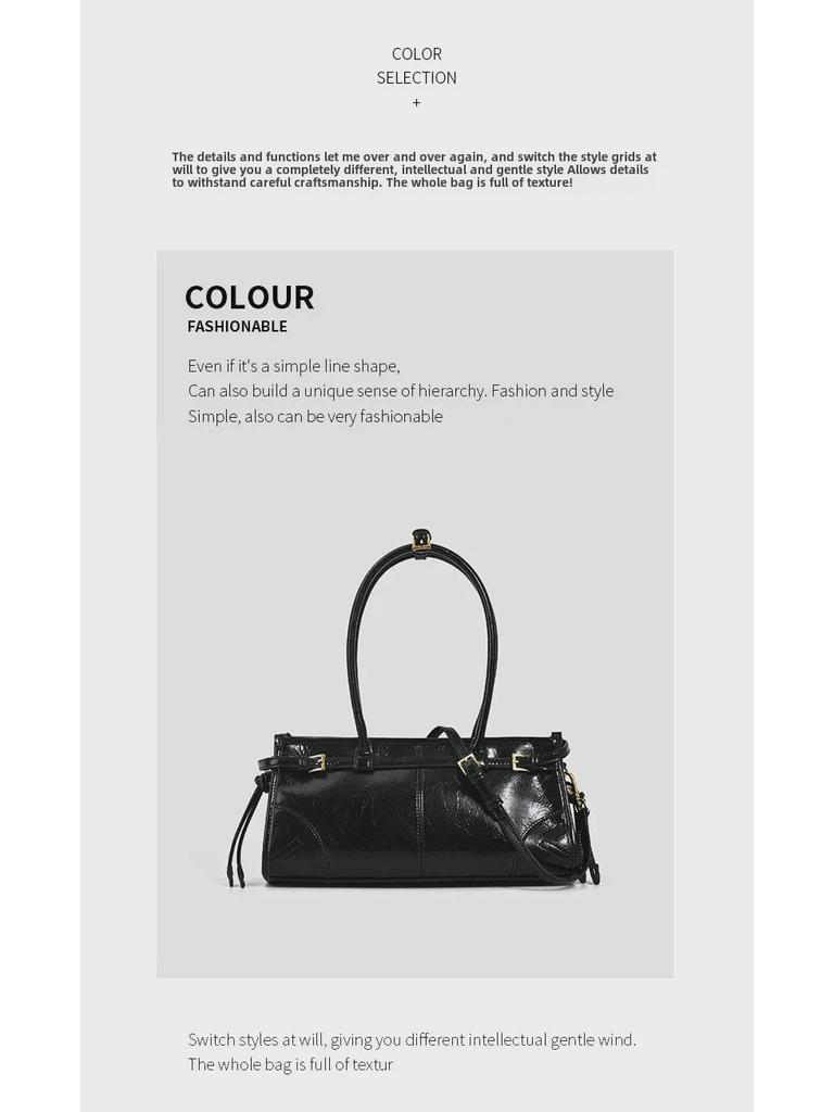 2024 Retro European & American Women's Baguette Shoulder Bag - Large Capacity, Autumn/Winter Collection