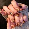 Autumn/Winter Cat Eye Maillard Color Series Trendy Wearable Fake Nails – Douyin and Xiaohongshu Favorites