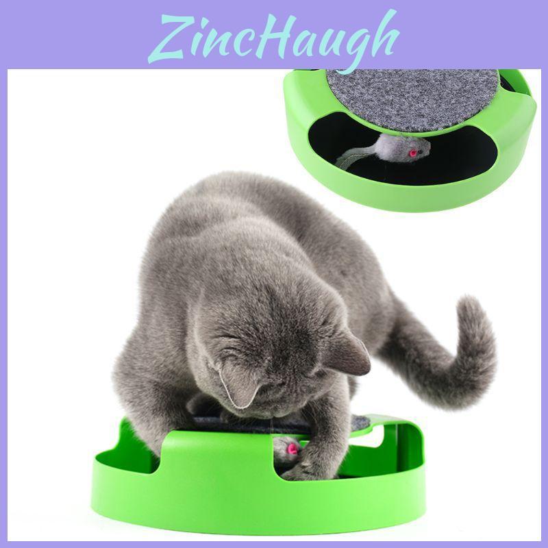 Safe And Entertaining Cat Toys Interactive With Running Mice And Scratch Pad