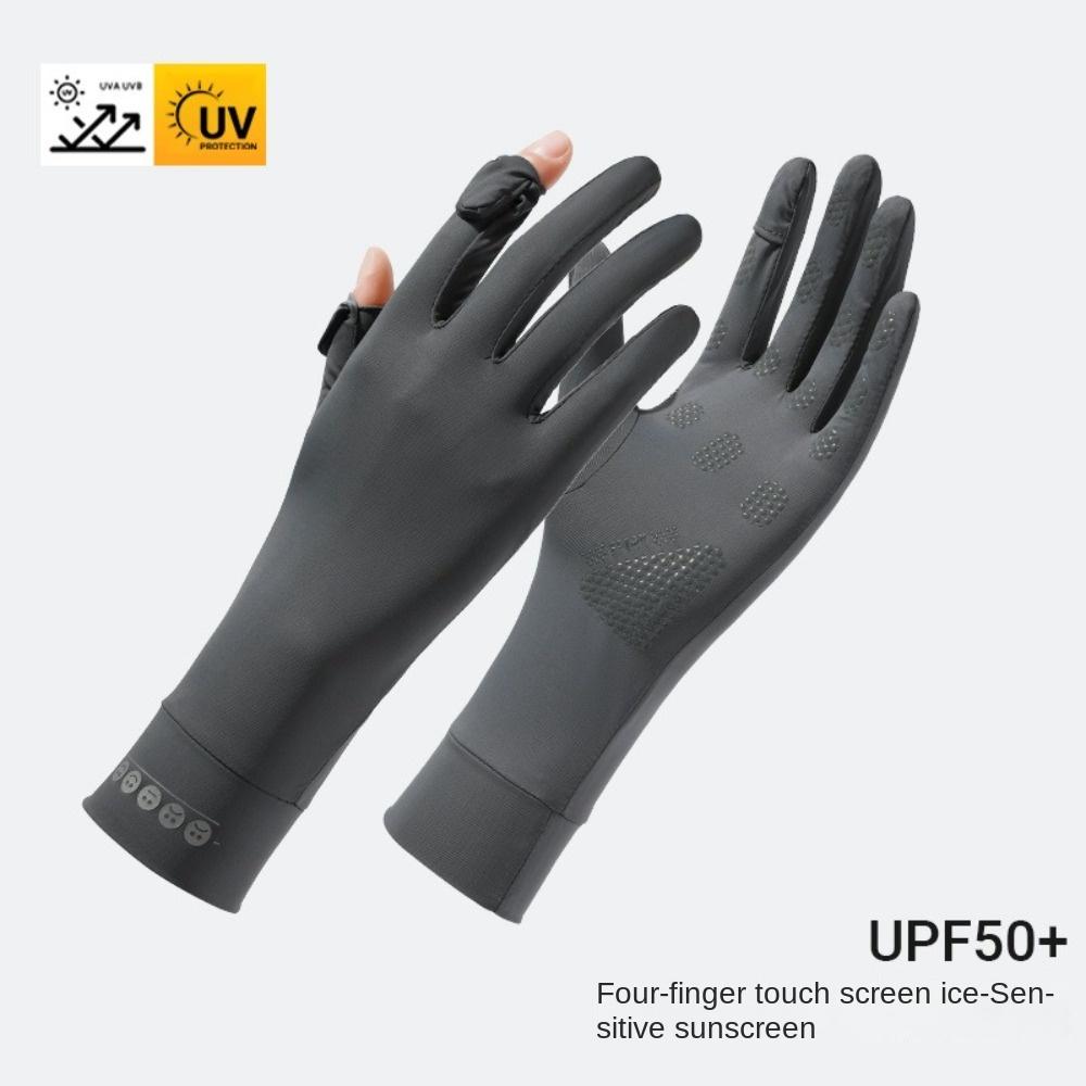 Flip Finger Ice Silk Gloves Touch Screen Riding Driving Gloves New Driving Mittens  Summer