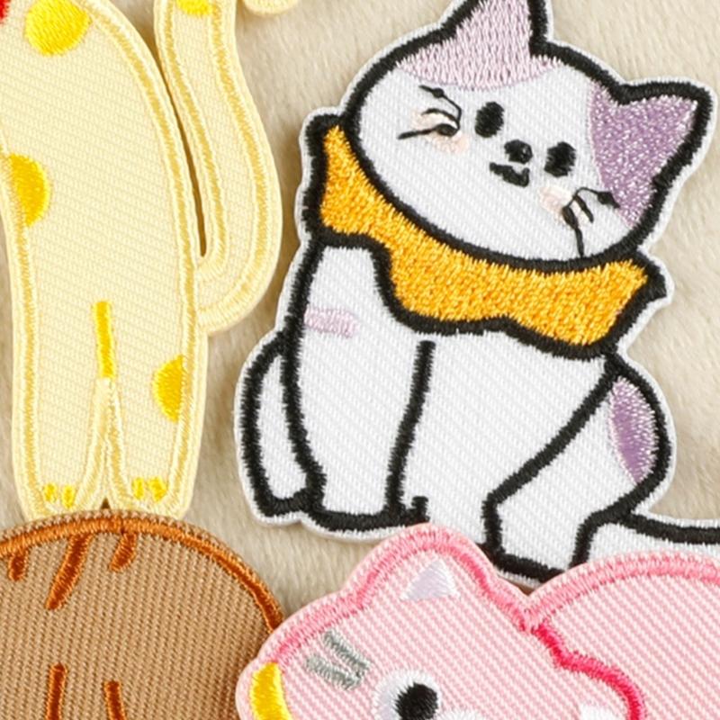 7 Pcs Cartoon Animal Embroidered Patches Cats Iron on Patches Clothing Patches Kitten Sewing Patches for Clothes Bag