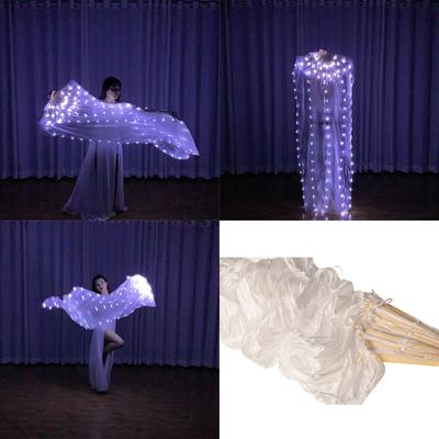 LED Belly Dance Silk Fan 1.8m Long Bamboo Silk Fans Veil Hand Made Silk Fan Belly Dance LED Fan Veil for Dance/Outdoor