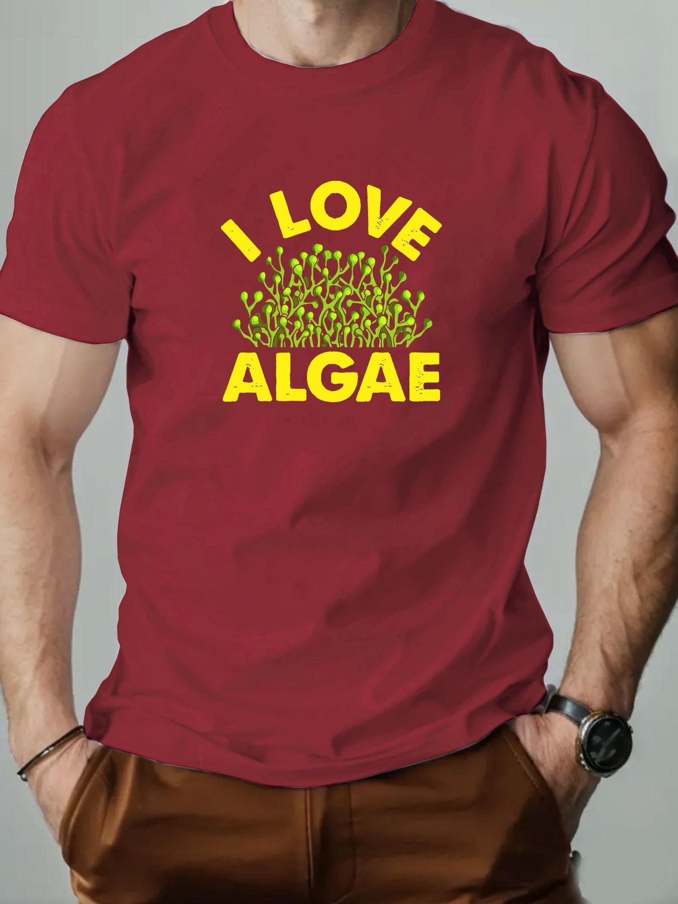 Mens cotton Tshirt I LOVE ALGAE summer round neck short sleeve graphic breathable fashion casual Tshirt S
