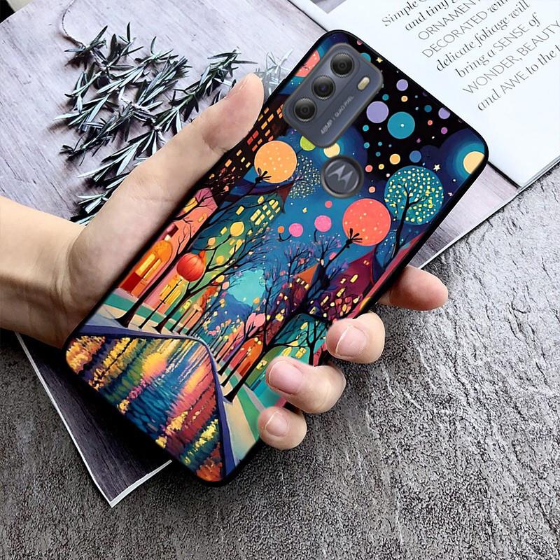 Phone Case For Moto G85 G55 G05 G14 G75 G31 G50 G10 G20 G30 G60 G13 G32 G84 G54 G53 G72 G24 Power House Night Light Moon Scenery